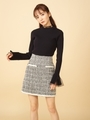 パールツィード台形ミニスカート/ブラック