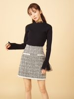 パールツィード台形ミニスカート/ブラック