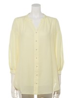 パールボタンエアリーブラウス/ライトイエロー