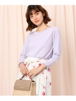 パール調スカラップＶネックニットプルオーバー/ライトパープル(081)