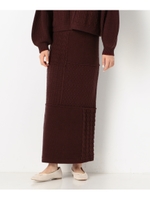 パッチワークケーブルスカート/ブラウン