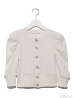 ビジューボタンカーディガン/ホワイト