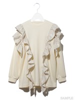 ファスナースリーブフリルワンピース/ホワイト