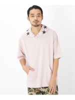 フェイクスエード フードスター 半袖 パーカー/ピンク(070)