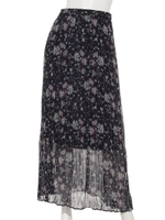 フラワーシフォンロングワッシャースカート/ネイビー系