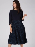 フラワーフロッキーニットワンピース/ブルー