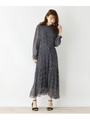 フラワープリーツワンピース/ダークグレー(113)