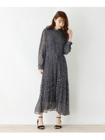 フラワープリーツワンピース/ダークグレー(113)