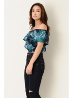 フリルリーフオフショル TOP/NAVY