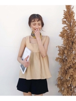 フレアーデザインタンクチュニック/ベージュ