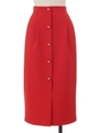 フロントボタンナロースカート/レッド