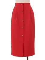 フロントボタンナロースカート/レッド