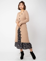 フロント釦付きドッキングワンピース/ベージュ