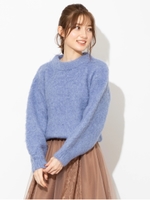 ブークレー起毛クルーネックニット/ブルー