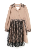 プリーツドッキングベルトワンピース/ベージュ