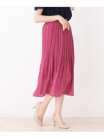 プリーツミモレスカート/ペルシアンレッド(074)