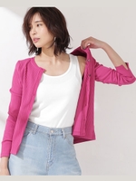 プリーツリブ前後2wayカーデ/ピンク