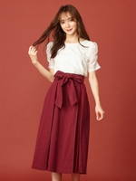 プリーツ切替スカート/ボルドー