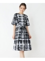 ベルテッドシャドーチェックワンピース/グレー(212)