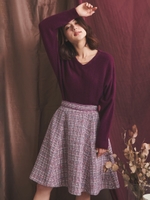 ベルト配色ツイードＳＫ/ピンク