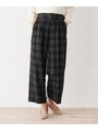 ベルト付きチェック柄ワイドパンツ/ブラック(219)