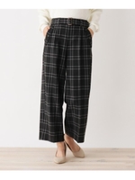 ベルト付きチェック柄ワイドパンツ/ブラック(219)