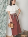ベルト付タイトミディスカート/茶