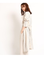 ベルト付リネンノーカラーガウン/ダークオレンジ(368)