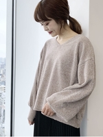 ベロアモールニットプルオーバー/ベージュ