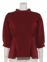 ペプラムカットソープルオーバー/ボルドー