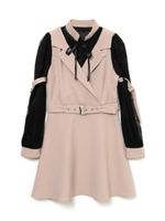 ボウタイレイヤードワンピース/ベージュ