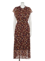 ボタニカルプリーツドレス/レッド