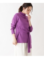 ボトルネックリボンベルト付きプルオーバー/パープル(083)