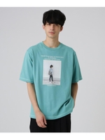 ポートレートプリントTシャツ/ライトグリーン(021)