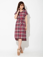 マドラスチェックシャツワンピース/レッド