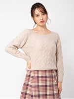 モヘア混ケーブルニットプルオーバー/ベージュ