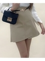ラップ風台形ミニスカート/ベージュ