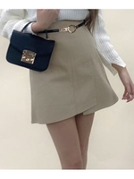 ラップ風台形ミニスカート/ベージュ