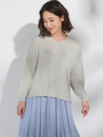 ラメベーシックVネックプルオーバー/ライトグレー