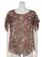 リーフフラワープリントBL/ブラウン