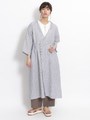 リネンストライプカシュクールワンピース/ホワイト