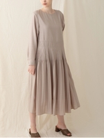 リネンライクタックワンピース/ベージュ