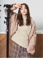 リバーシブルボアブルゾン/ピンク