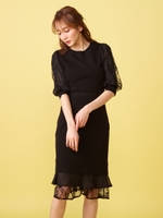 リバーシブルレースニットスカート/ブラック