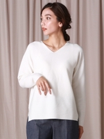 リファインベーシックVネックニット/ホワイト