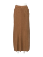 リブニットロングスカート/ベージュ(005)