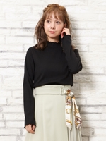 リブハイネックメロートップス/クロ