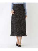 ループツイードフリンジタイトスカート/ブラック(419)