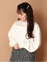 レースmixアシメスウェットプルオーバー/オフホワイト