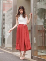 レース×プリーツシア-SK/赤茶